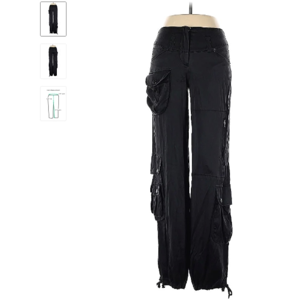 Topshop 100% silk cargo convertible pants w/beltloops, drawstring at ankles